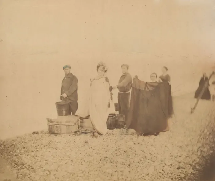 Framed Print : [La Comtesse with Group on a Rocky Beach], 1860s. Creator: Pierre-Louis Pierson