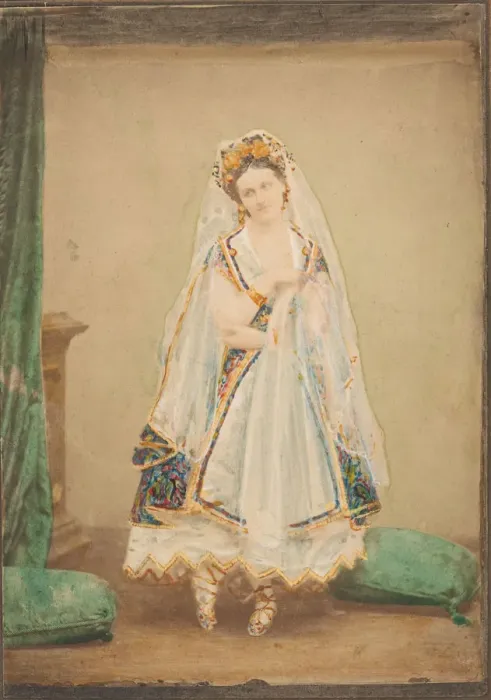 Framed Print : [La Comtesse in robe de pique or as Judith (?)], 1860s