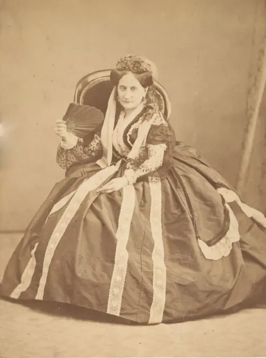 Framed Print : [La Comtesse Seated with Fan], 1860s. Creator: Giovanni Morotti