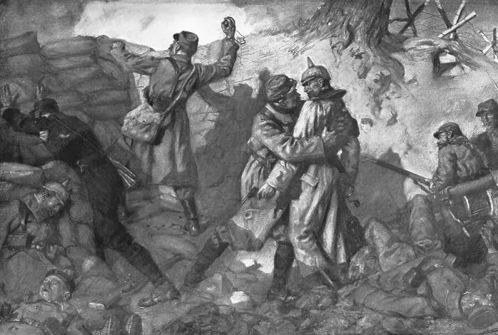 Framed Print : La conquete du massif de Lorette; un corps a corps dans un fortin, 1915. Creator: Unknown Framed Print : La conquete du massif de Lorette; un corps a corps dans un fortin, 1915. Creator: Unknown