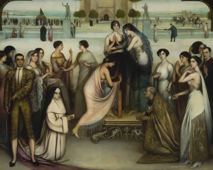 Framed Print : La consagracion de la copla, 1911-1912. Creator: Romero de Torres, Julio (1874-1930) Framed Print : La consagracion de la copla, 1911-1912. Creator: Romero de Torres, Julio (1874-1930)