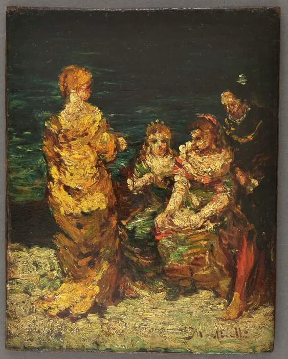 Framed Print : La conversation interrompue. Creator: Adolphe Monticelli Framed Print : La conversation interrompue. Creator: Adolphe Monticelli