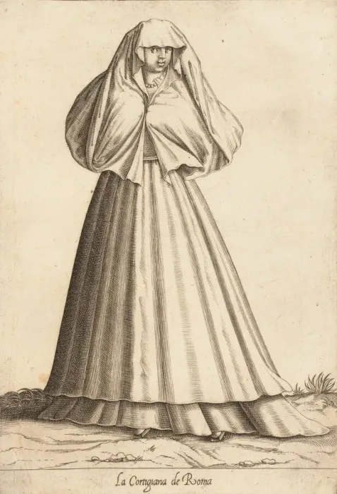 Framed Print : La Cortigiana de Roma (Courtesan), ca. 1580. Creator: Attributed to Pietro Bertelli Framed Print : La Cortigiana de Roma (Courtesan), ca. 1580. Creator: Attributed to Pietro Bertelli