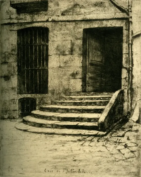 Framed Print : La Cour de Saint-Julien-le-Pauvre, 1903. Creator: Unknown. La Cour de Saint-Julien-le-Pauvre, 1903. Creator: Unknown Framed Print : La Cour de Saint-Julien-le-Pauvre, 1903. Creator: Unknown. La Cour de Saint-Julien-le-Pauvre, 1903. Creator: Unknown