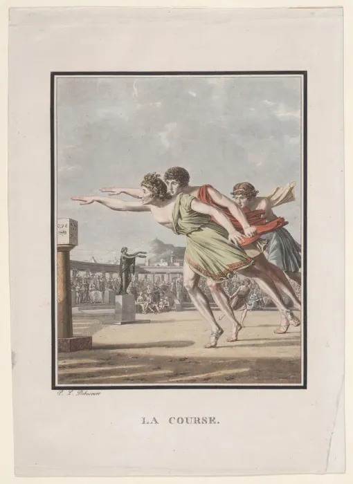Framed Print : La Course, from Hero and Leander, 1801. Creator: Philibert Louis Debucourt Framed Print : La Course, from Hero and Leander, 1801. Creator: Philibert Louis Debucourt