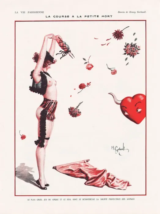 Framed Print : La course a la petite mort. La Vie Parisienne Magazine Cover, 1922. Artist: Gerbault, Henry (1863-1930) Framed Print : La course a la petite mort. La Vie Parisienne Magazine Cover, 1922. Artist: Gerbault, Henry (1863-1930)