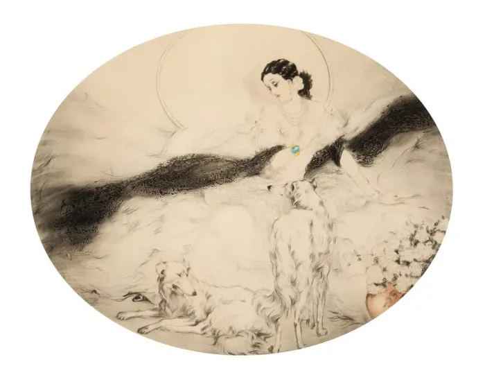 Framed Print : La Dame aux Camelias, 1927. Creator: Icart, Louis Justin Laurent (1888-1950) Framed Print : La Dame aux Camelias, 1927. Creator: Icart, Louis Justin Laurent (1888-1950)