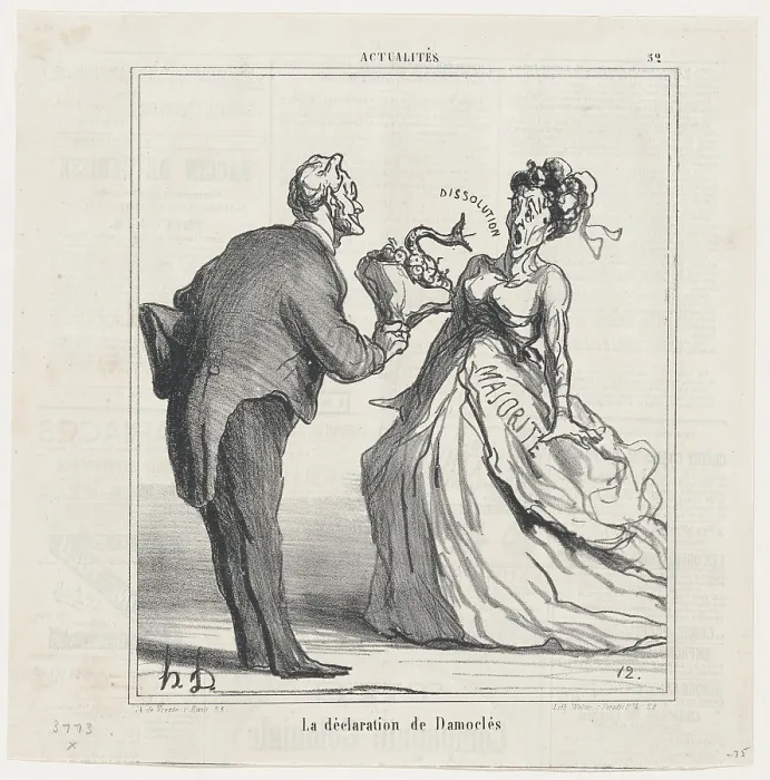 Framed Print : La declaration de Damocles, 1870. Creator: Honore Daumier Framed Print : La declaration de Damocles, 1870. Creator: Honore Daumier