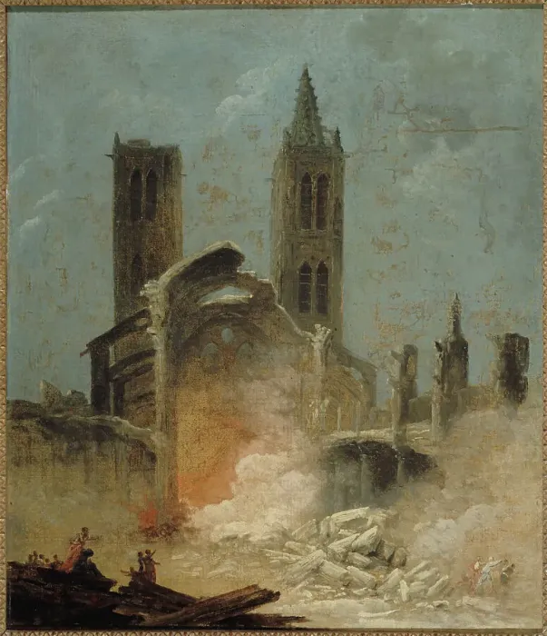Framed Print : La Démolition de l'église Saint-Jean-en-Grève, en 1800, c1800. Creator: Hubert Robert Framed Print : La Démolition de l'église Saint-Jean-en-Grève, en 1800, c1800. Creator: Hubert Robert
