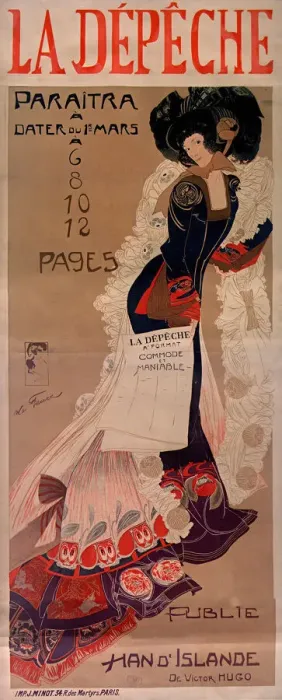 Framed Print : La Depeche, c. 1900. Creator: Feure, Georges de Framed Print : La Depeche, c. 1900. Creator: Feure, Georges de
