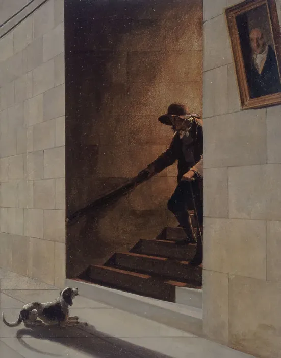 Framed Print : La Descente de l'escalier, c.1800. Creator: Louis Leopold Boilly Framed Print : La Descente de l'escalier, c.1800. Creator: Louis Leopold Boilly