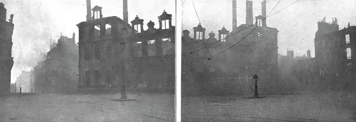 Framed Print : La destruction methodique de Reims; L'Hotel de Ville en feu, apres le bombardement du 3 ma... 1917 Creator: Unknown Framed Print : La destruction methodique de Reims; L'Hotel de Ville en feu, apres le bombardement du 3 ma... 1917 Creator: Unknown