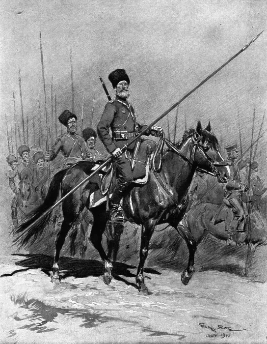 Framed Print : La Diversion Russe; Les Avant-Gardes Cosaques, 1914. Creator: Georges Bertin Scott Framed Print : La Diversion Russe; Les Avant-Gardes Cosaques, 1914. Creator: Georges Bertin Scott