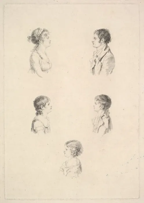 Framed Print : La Famille Renouard (The Renouard Family), 1801. Creator: Augustin de Saint-Aubin Framed Print : La Famille Renouard (The Renouard Family), 1801. Creator: Augustin de Saint-Aubin