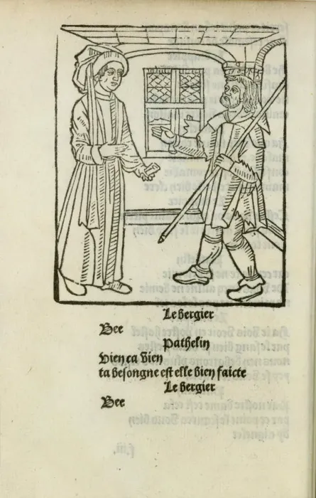 Framed Print : La Farce de maitre Pathelin, c. 1490. Creator: Anonymous Framed Print : La Farce de maitre Pathelin, c. 1490. Creator: Anonymous