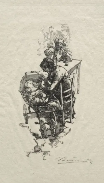 Framed Print : La femme au berceau. Creator: Auguste Louis Lepere (French, 1849-1918) Framed Print : La femme au berceau. Creator: Auguste Louis Lepere (French, 1849-1918)