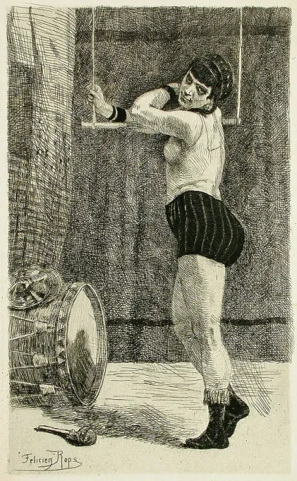 Framed Print : La Femme au trapèze, 1875. Creator: Félicien Rops Framed Print : La Femme au trapèze, 1875. Creator: Félicien Rops