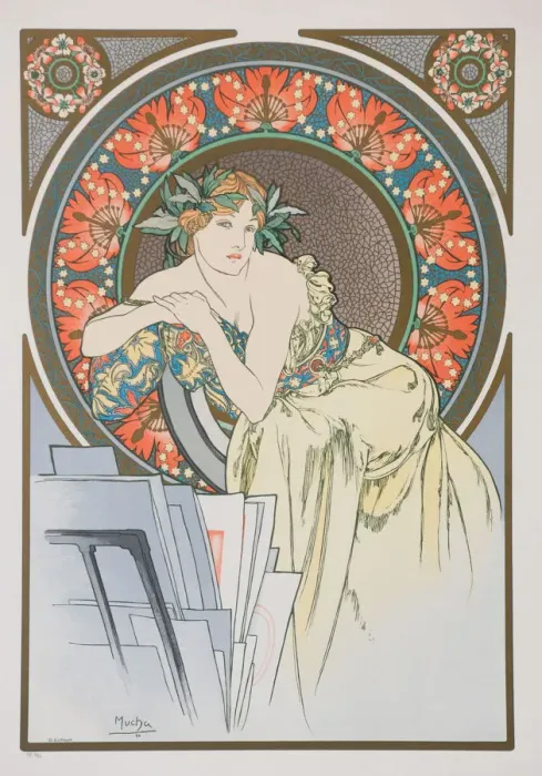 Framed Print : La Femme aux Coquelicots, 1898. Creator: Mucha, Alfons Marie (1860-1939) Framed Print : La Femme aux Coquelicots, 1898. Creator: Mucha, Alfons Marie (1860-1939)