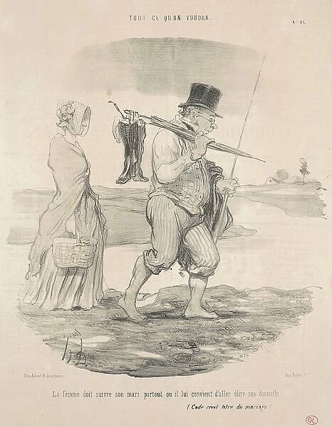 La femme doit suivre son mari... 19th century. Creator: Honore Daumier