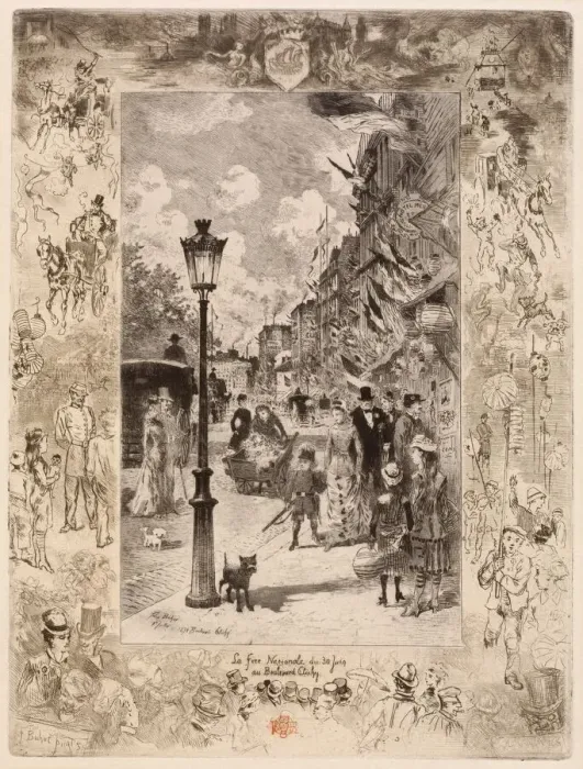 Framed Print : La Fete nationale au Boulevard Clichy (National Holiday on the Boulevard de Clichy) Framed Print : La Fete nationale au Boulevard Clichy (National Holiday on the Boulevard de Clichy)