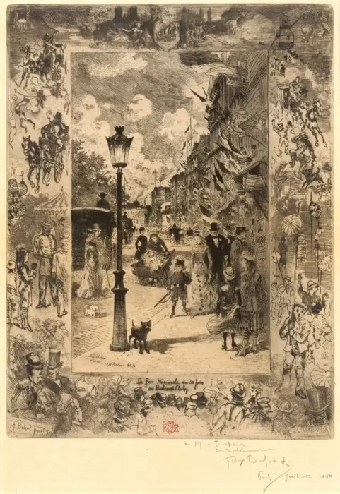 Framed Print : La Fete nationale au Boulevard Clichy (National Holiday on the Boulevard de Clichy) Framed Print : La Fete nationale au Boulevard Clichy (National Holiday on the Boulevard de Clichy)