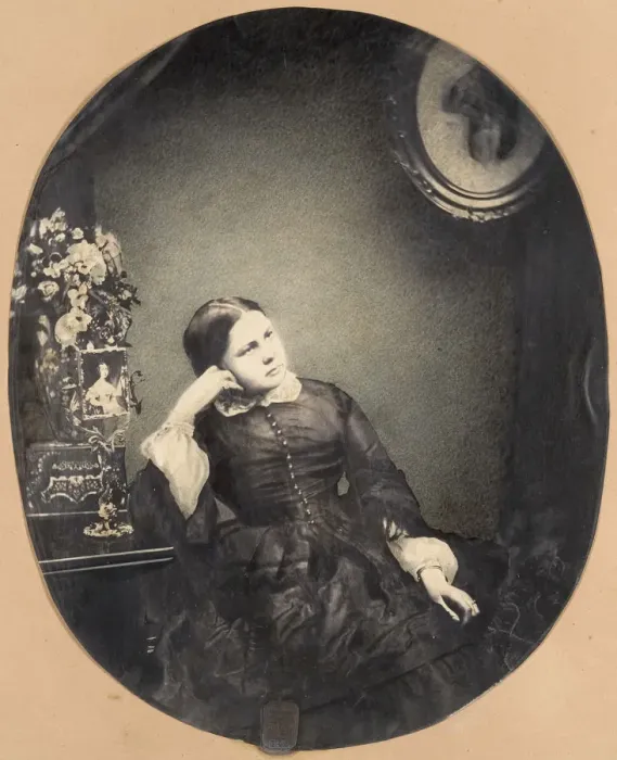 Framed Print : La fille de mon ami de Lille, 1856. Creator: Louis-Pierre-Theophile Dubois de Nehaut