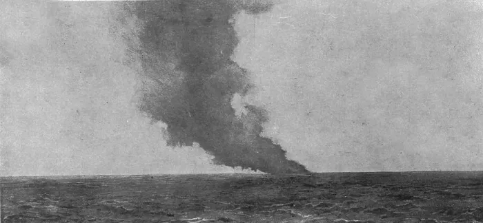 Framed Print : La fin du Zeppelin L7'.-- l'explosion finale, 1916. Creator: Unknown. La fin du Zeppelin L7'.-- l'explosion finale, 1916. Creator: Unknown