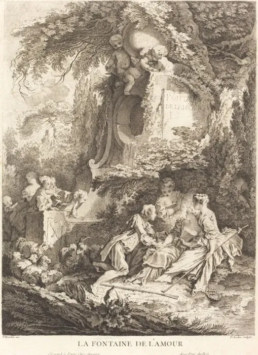 Framed Print : La Fontaine de l Amour, 1738. Creator: Pierre Alexandre Aveline Framed Print : La Fontaine de l Amour, 1738. Creator: Pierre Alexandre Aveline