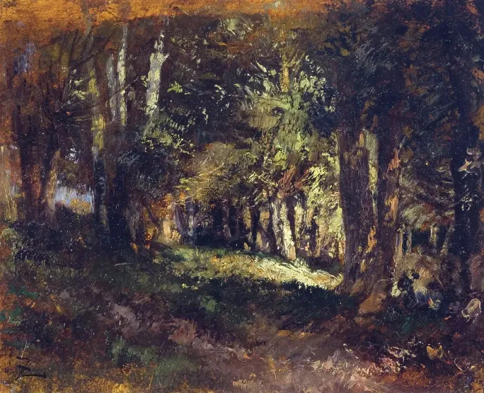 Framed Print : La forêt, between 1850 and 1860. Creator: Felix Francois Georges Philibert Ziem Framed Print : La forêt, between 1850 and 1860. Creator: Felix Francois Georges Philibert Ziem