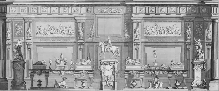 Framed Print : La Galerie de Girardon, 18th century. 18th century. Creator: Nicolas Chevalier Framed Print : La Galerie de Girardon, 18th century. 18th century. Creator: Nicolas Chevalier