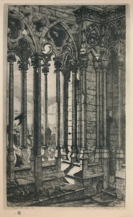 Framed Print : La Galerie Notre-Dame (3rd State, 11 1 / 8 x 6 15 / 16 Inches), 1853, (1927. ) Artist: Charles Meryon Framed Print : La Galerie Notre-Dame (3rd State, 11 1 / 8 x 6 15 / 16 Inches), 1853, (1927. ) Artist: Charles Meryon