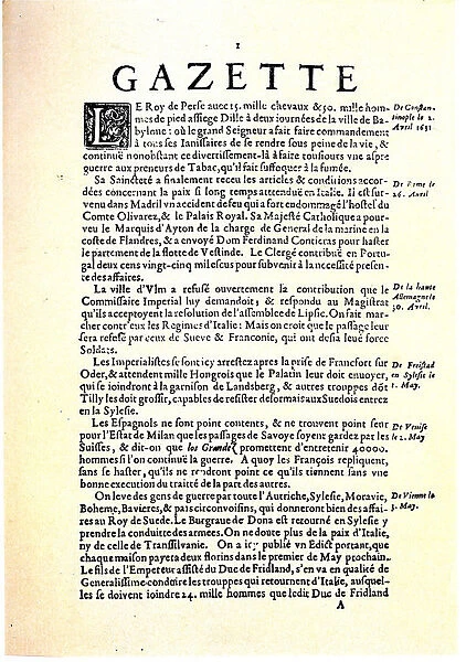 La Gazette (Gazette de France), 1631