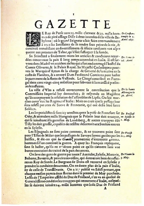 Framed Print : La Gazette (Gazette de France), 1631 Framed Print : La Gazette (Gazette de France), 1631