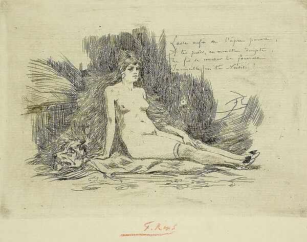 La Grande Femme à la fourrure, assise, 1878. Creator: Félicien Rops