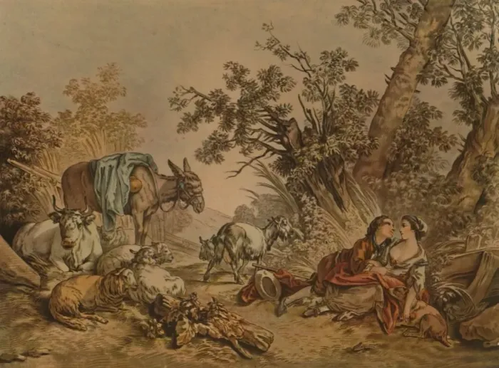 Framed Print : La Grande Pastorale, No. 602, (Pastoral Scene), c1740-1770, (1913). Artist: Gilles Demarteau Framed Print : La Grande Pastorale, No. 602, (Pastoral Scene), c1740-1770, (1913). Artist: Gilles Demarteau