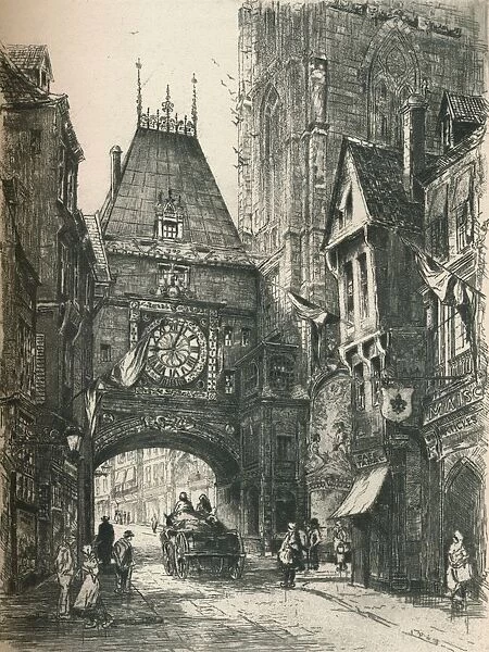 La Grosse Horloge, Rouen, c19th century. (1925). Artist: William Renison
