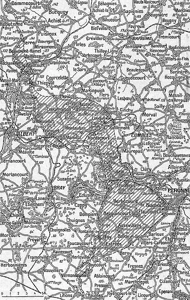 La Guerre 20-26 juillet 1916; Carte-croquis du terrain au Nord et au Sud de la Somme, 1916. Creator: Unknown
