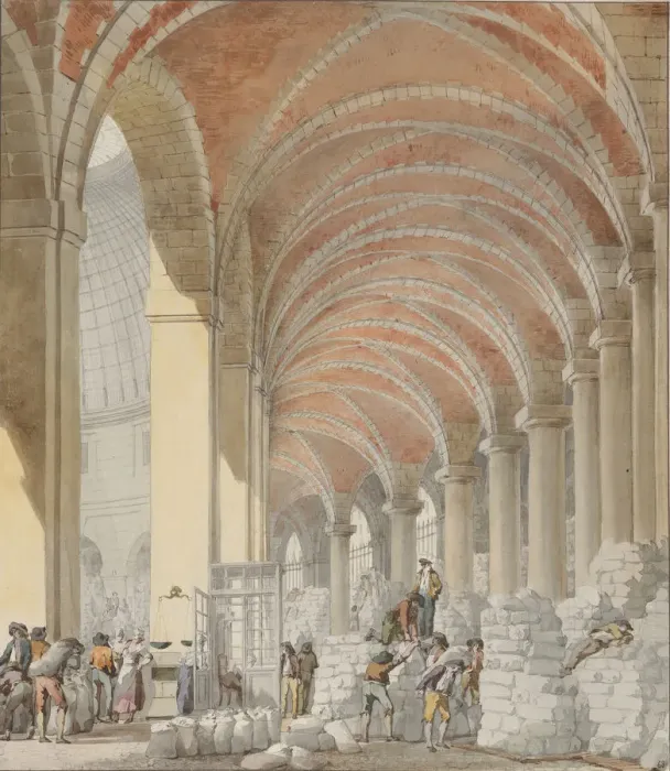 Framed Print : La Halle aux Bles, Interior View, ca. 1810. Creator Framed Print : La Halle aux Bles, Interior View, ca. 1810. Creator