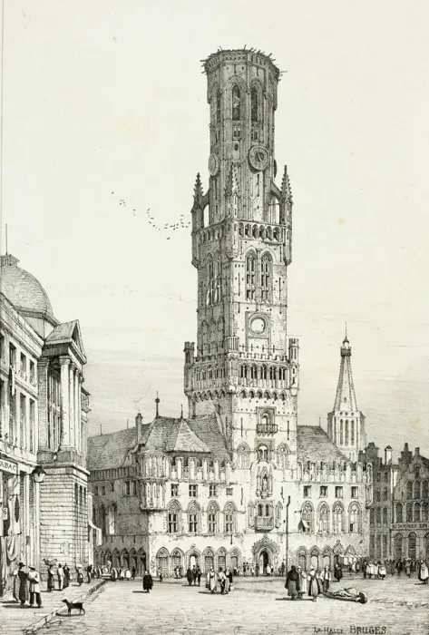 Framed Print : La Halle, Bruges, 1833. Creator: Samuel Prout Framed Print : La Halle, Bruges, 1833. Creator: Samuel Prout