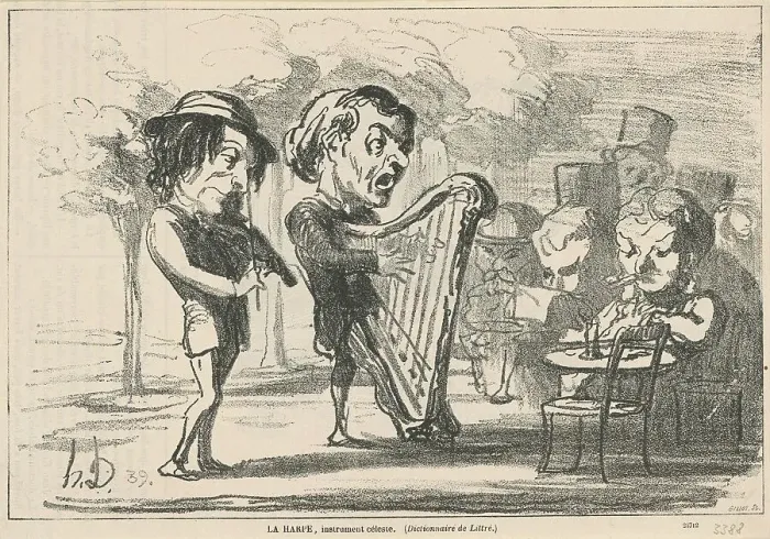 Framed Print : La harpe, instrument céleste, 19th century. Creator: Honore Daumier Framed Print : La harpe, instrument céleste, 19th century. Creator: Honore Daumier