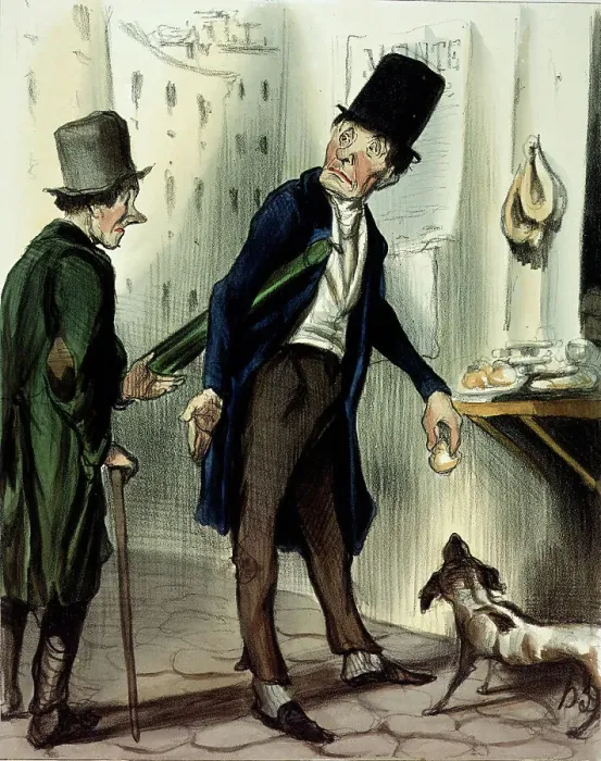 Framed Print : La journée du célibataire (A day in the life of a bachelor) Plate 9. Deux heures (2 pm), 1839. Creator: Honore Daumier Framed Print : La journée du célibataire (A day in the life of a bachelor) Plate 9. Deux heures (2 pm), 1839. Creator: Honore Daumier