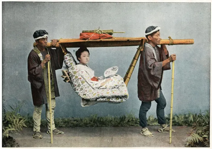Framed Print : La Kago, Transport of Japan, c1890. Artist: Charles Gillot Framed Print : La Kago, Transport of Japan, c1890. Artist: Charles Gillot