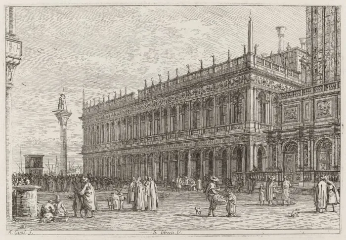 Framed Print : La libreria. V. [upper left], in or before 1742. Creator: Canaletto