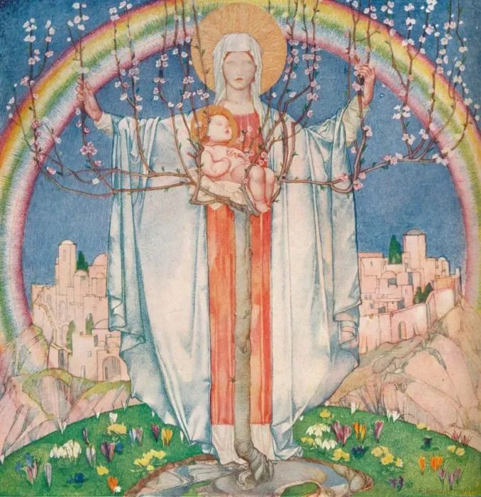 Framed Print : La Madonna Di Promessa, c1890-1914, (1914). Artist: Edward Reginald Frampton Framed Print : La Madonna Di Promessa, c1890-1914, (1914). Artist: Edward Reginald Frampton