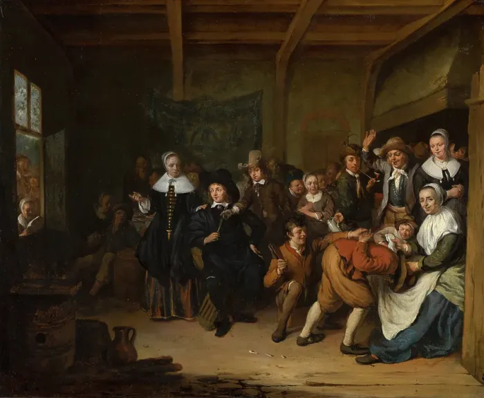 Framed Print : La Main Chaude ('Hot Cockles'). Creator: Cornelis de Man Framed Print : La Main Chaude ('Hot Cockles'). Creator: Cornelis de Man