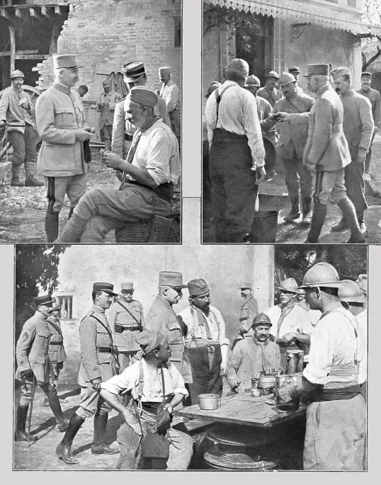 Framed Print : La Maniere de Petain; Le commandant en chef dans les cantonnements, 1917. Creator: Unknown Framed Print : La Maniere de Petain; Le commandant en chef dans les cantonnements, 1917. Creator: Unknown