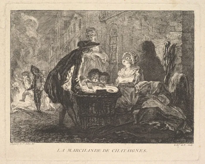 Framed Print : La Marchande de Chataignes (The Chestnut Seller), 1762. Creator: Chevalier de Parlington Framed Print : La Marchande de Chataignes (The Chestnut Seller), 1762. Creator: Chevalier de Parlington