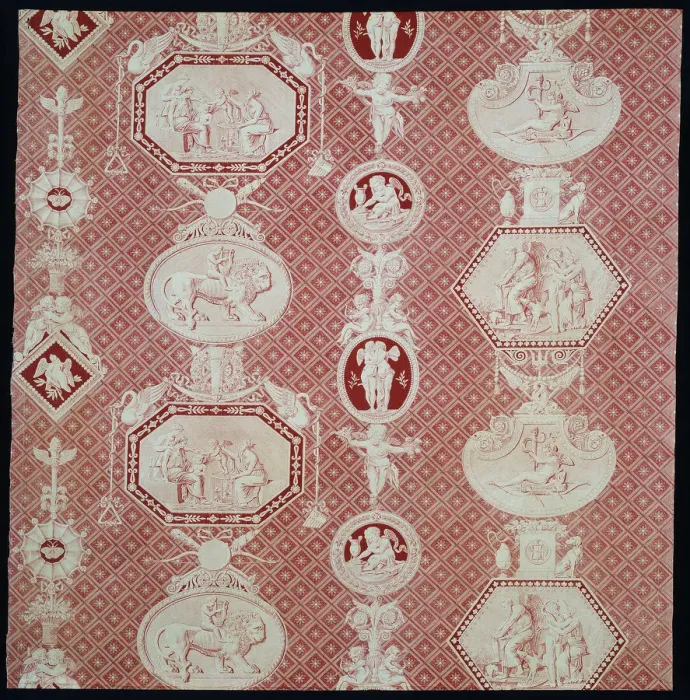 Framed Print : La Marchande d Amour (The Merchant of Love) (Furnishing Fabric), France, 1815 / 17 Framed Print : La Marchande d Amour (The Merchant of Love) (Furnishing Fabric), France, 1815 / 17