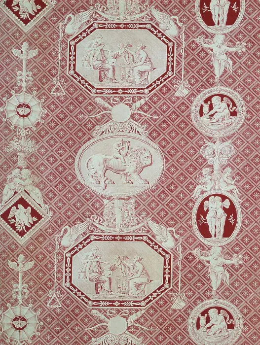 Framed Print : La Marchande d'Amour (The Merchant of Love) (Furnishing Fabric), France, 1815 / 17. Creator: Christophe-Philippe Oberkampf Framed Print : La Marchande d'Amour (The Merchant of Love) (Furnishing Fabric), France, 1815 / 17. Creator: Christophe-Philippe Oberkampf