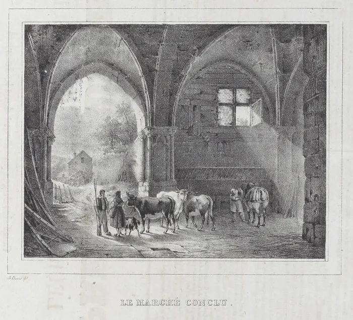 Framed Print : La Marché Conclu, ca. 1834. Creator: Anon Framed Print : La Marché Conclu, ca. 1834. Creator: Anon